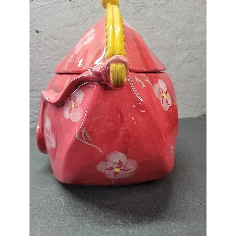 Certified International Cookie Jar Purse Shaped Floral Deb Collins‎